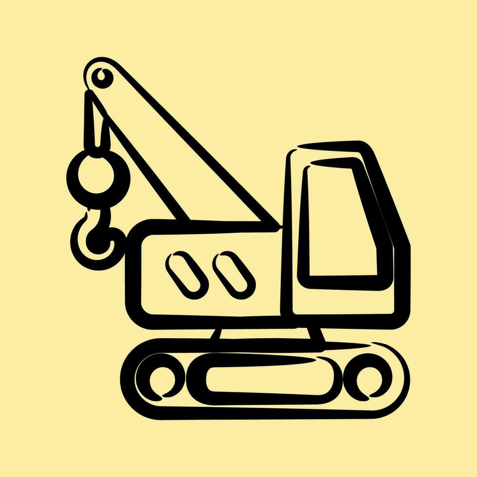 Icon hoisting crane. Heavy equipment elements. Icons in hand drawn style. Good for prints, posters, logo, infographics, etc. vector
