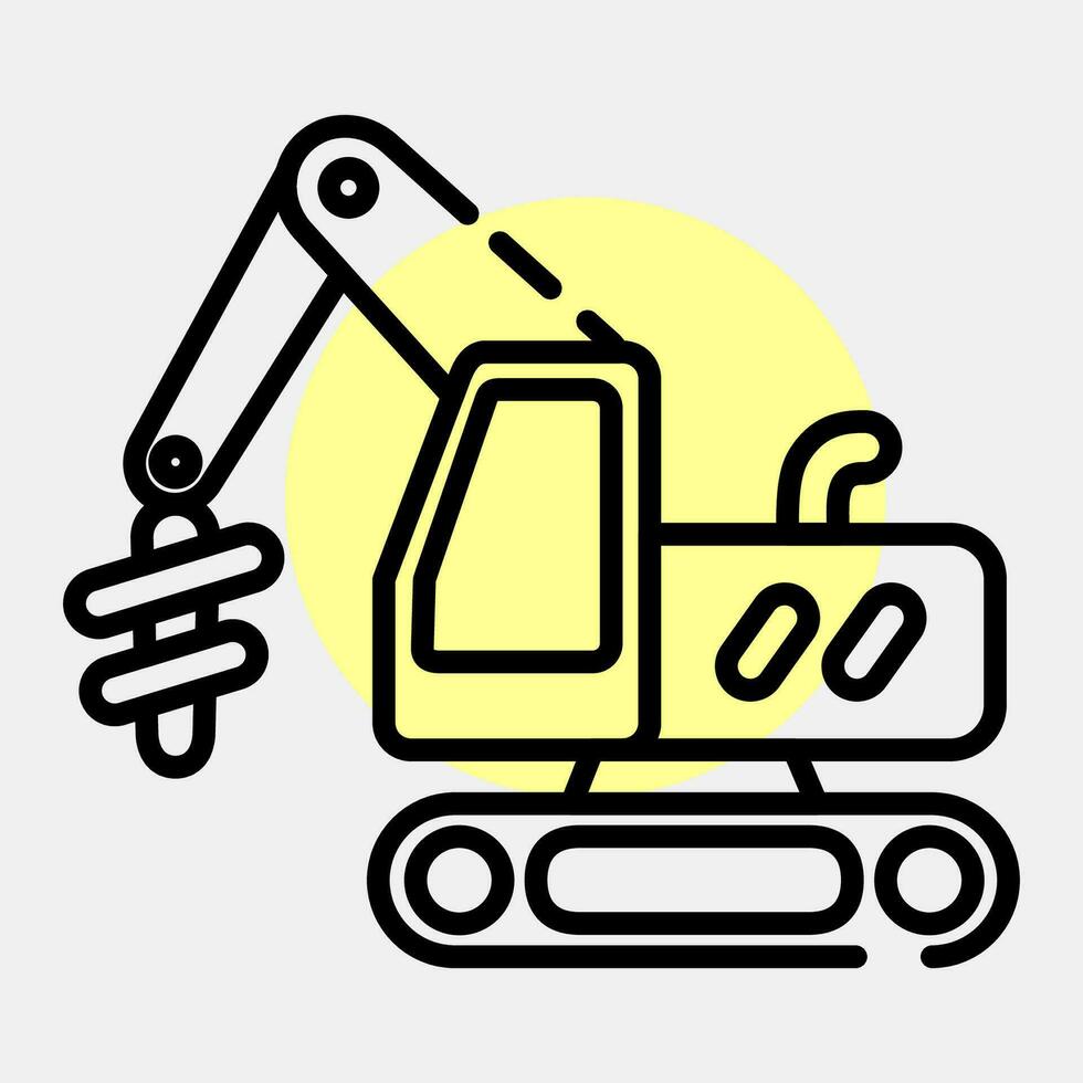 Icon earth drill excavator. Heavy equipment elements. Icons in color spot style. Good for prints, posters, logo, infographics, etc. vector