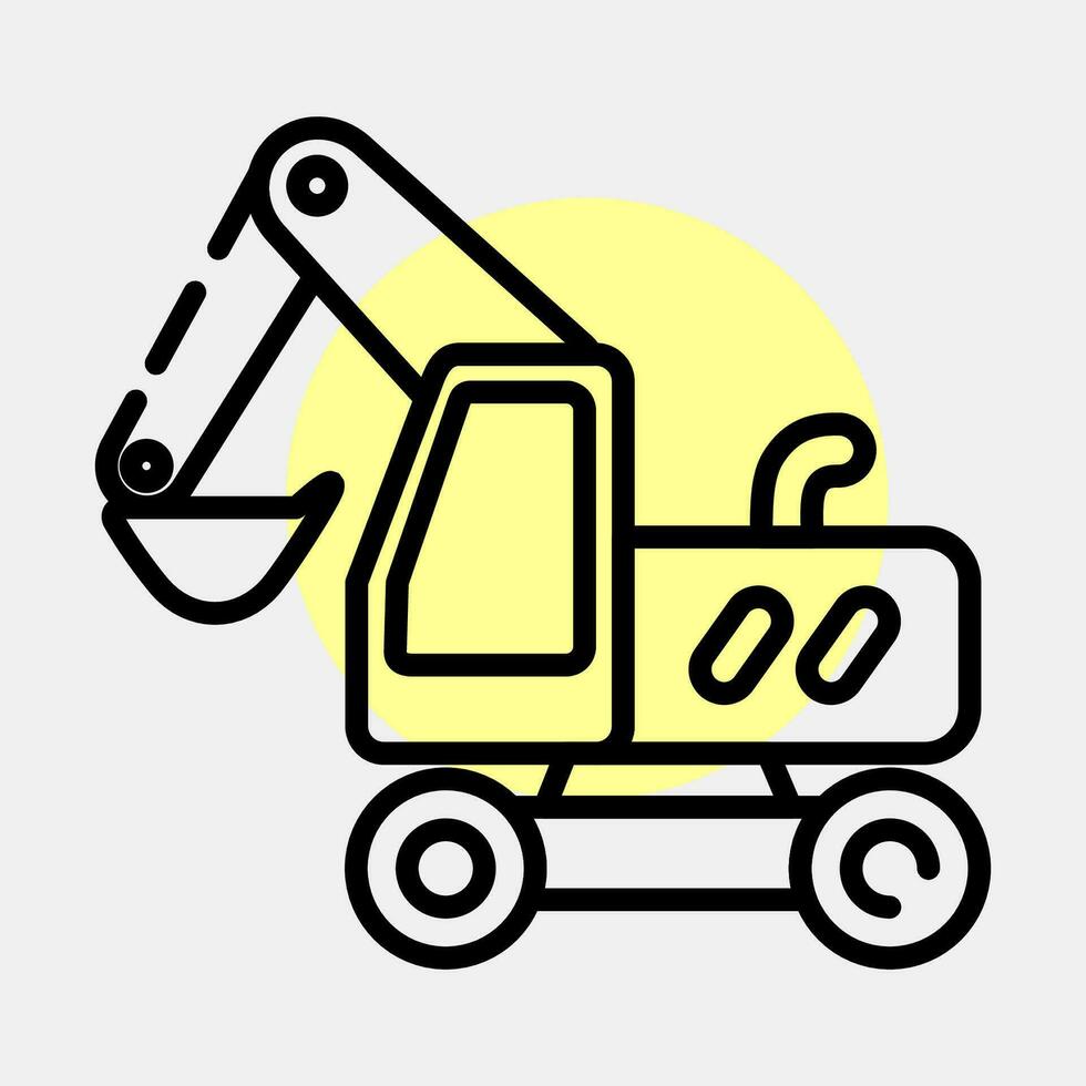 Icon wheeled excavator. Heavy equipment elements. Icons in color spot style. Good for prints, posters, logo, infographics, etc. vector