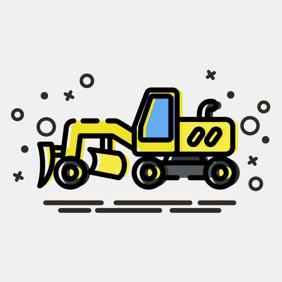 Icon road grader. Heavy equipment elements. Icons in MBE style. Good for prints, posters, logo, infographics, etc. vector