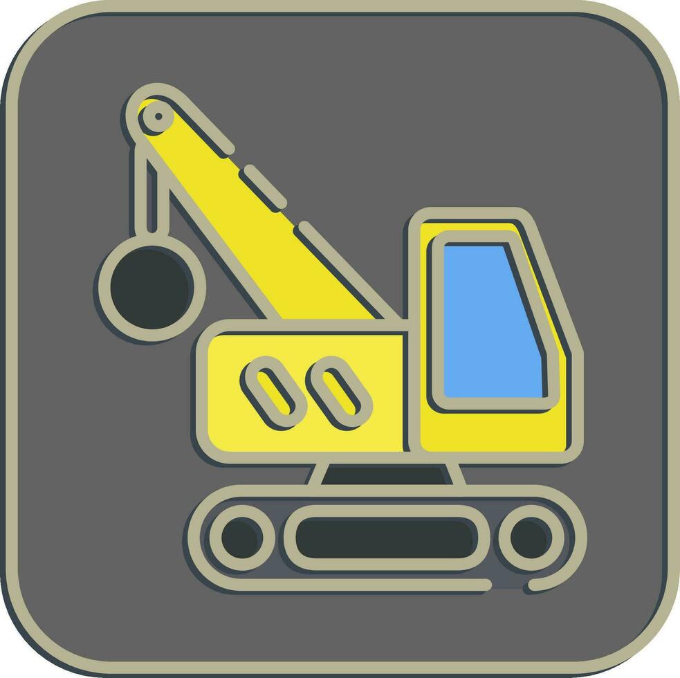 Icon crane with wrecking ball. Heavy equipment elements. Icons in embossed style. Good for prints, posters, logo, infographics, etc. vector