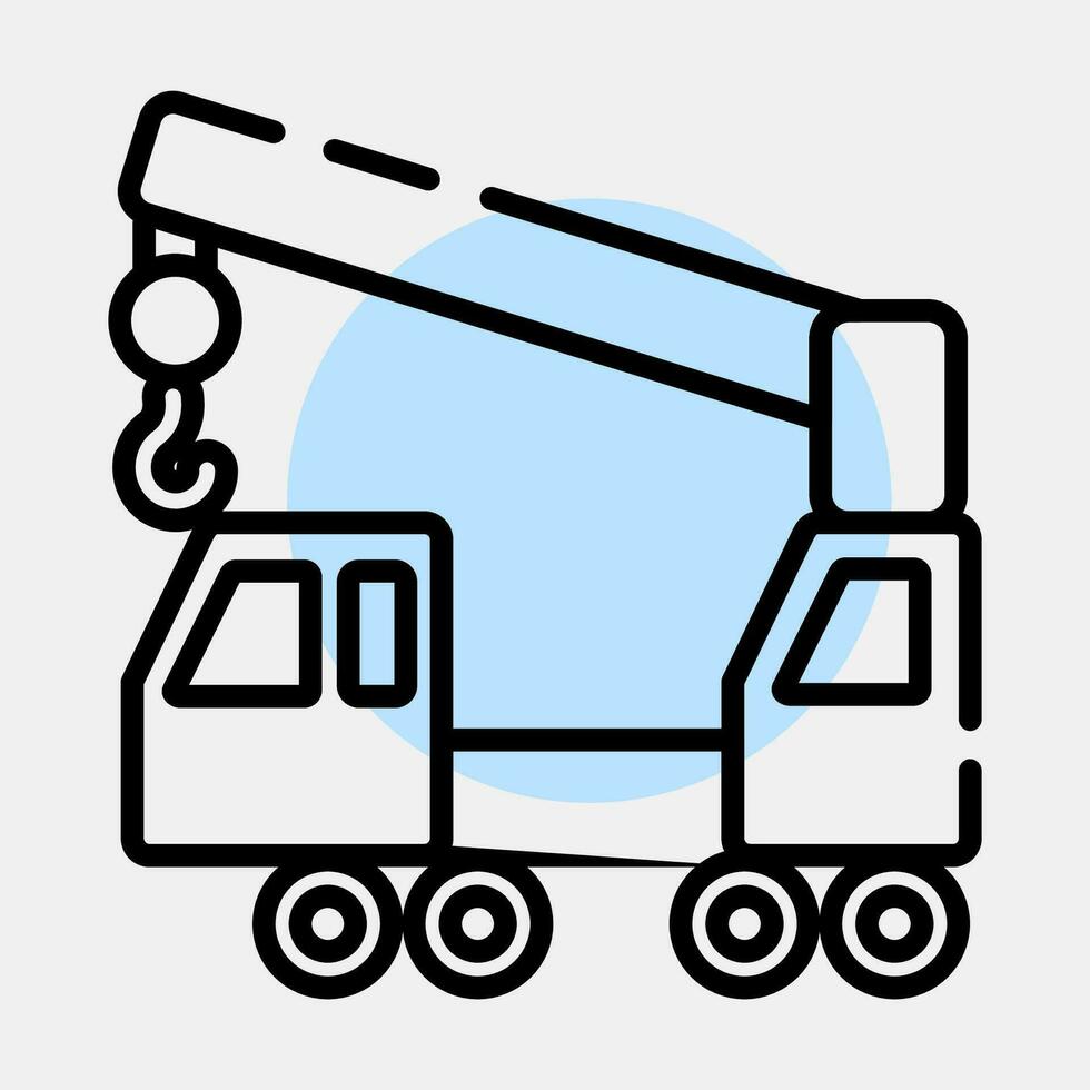 Icon wheeled crane. Heavy equipment elements. Icons in color spot style. Good for prints, posters, logo, infographics, etc. vector