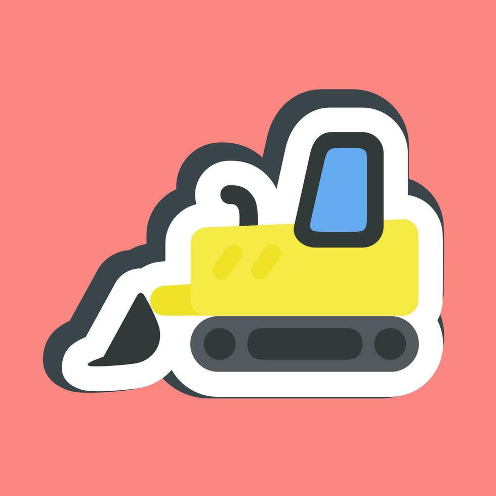 Sticker bulldozer with track. Heavy equipment elements. Good for prints, posters, logo, infographics, etc. vector