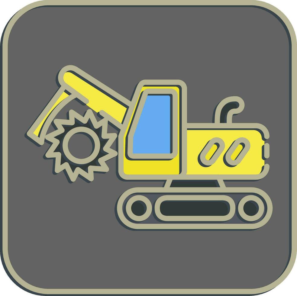 Icon trencher machine. Heavy equipment elements. Icons in embossed style. Good for prints, posters, logo, infographics, etc. vector