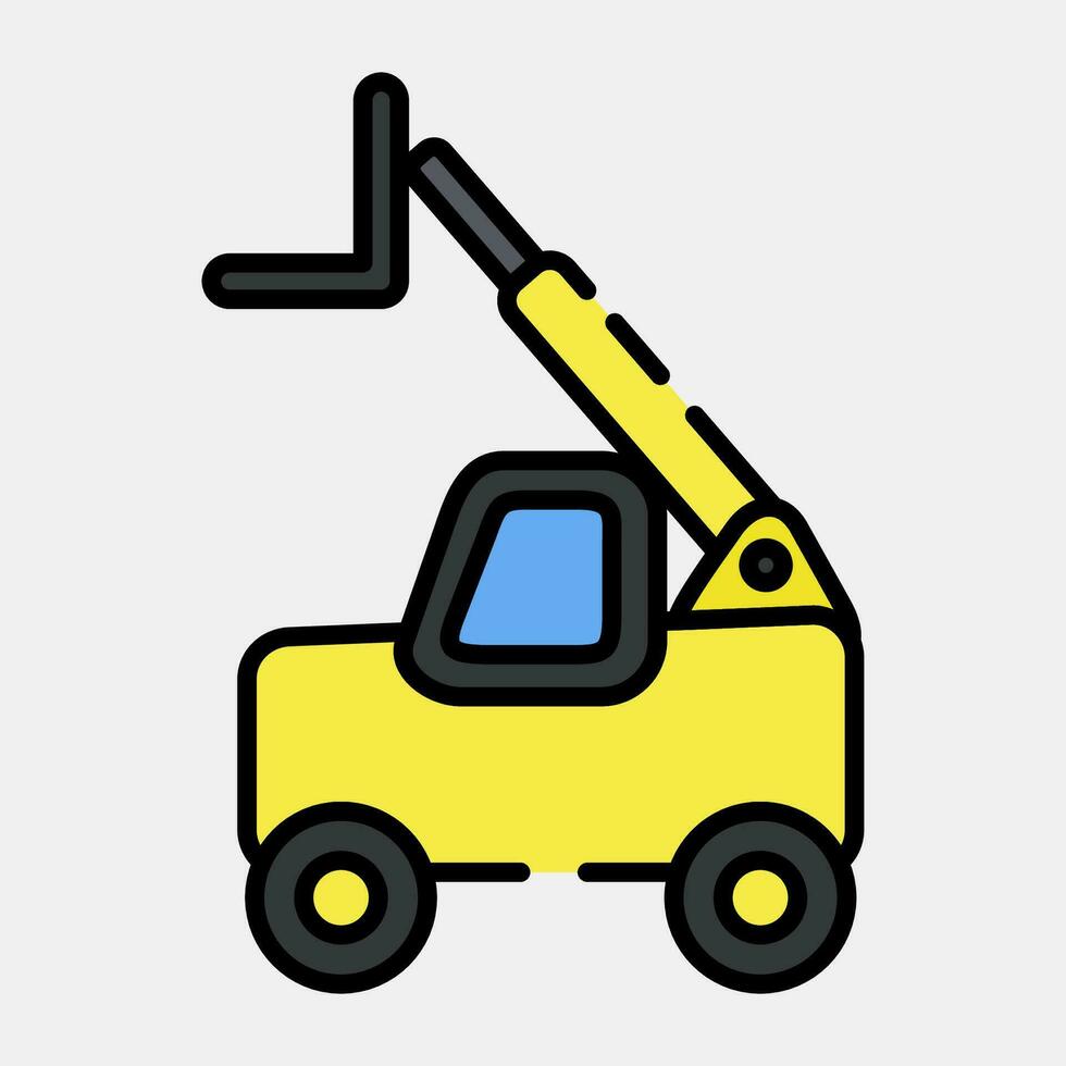 Icon telescopic loader telehandler. Heavy equipment elements. Icons in filled line style. Good for prints, posters, logo, infographics, etc. vector