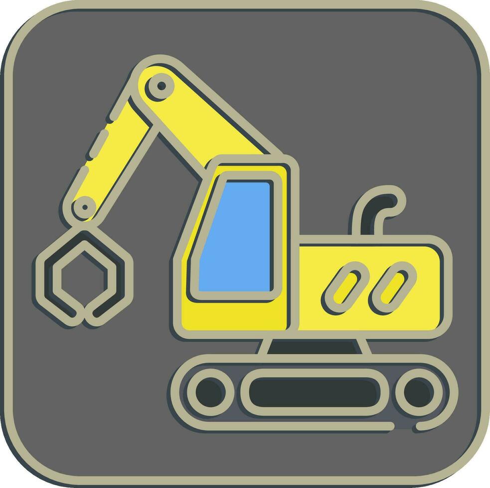 Icon tracked log loader excavator. Heavy equipment elements. Icons in embossed style. Good for prints, posters, logo, infographics, etc. vector