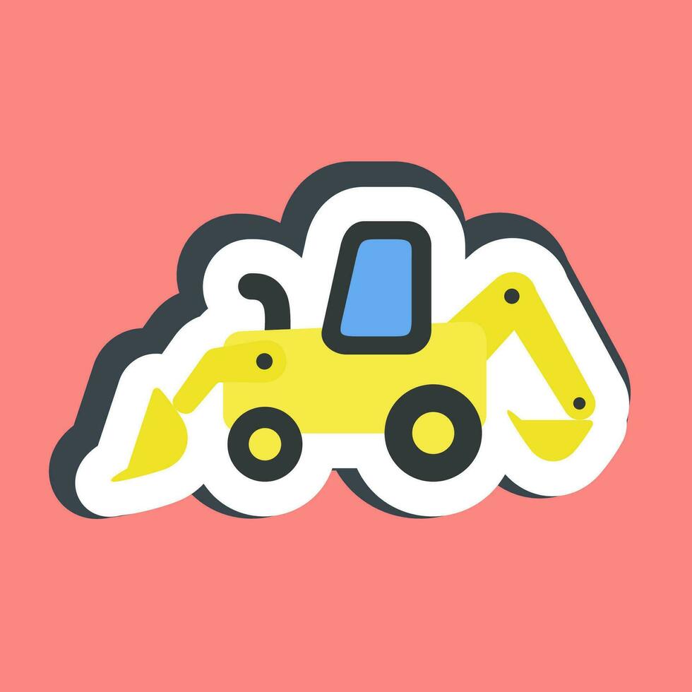 Sticker backhoe. Heavy equipment elements. Good for prints, posters, logo, infographics, etc. vector