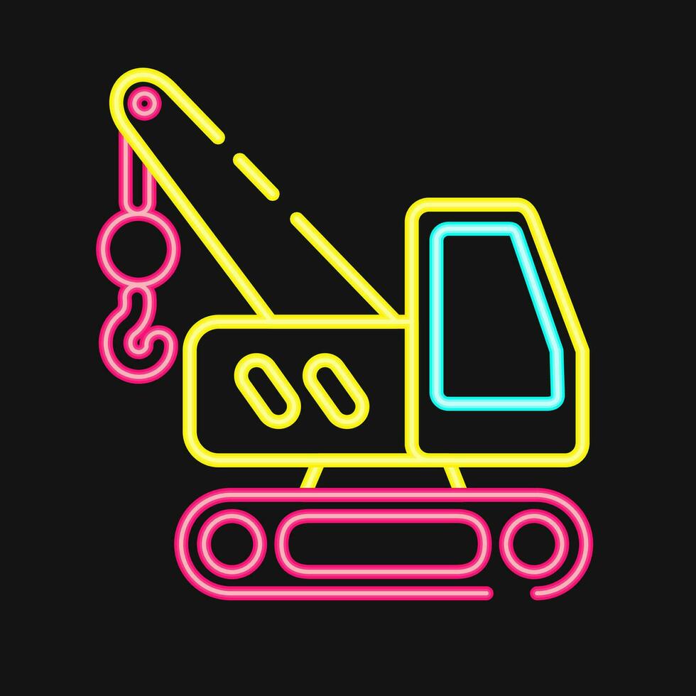 Icon hoisting crane. Heavy equipment elements. Icons in neon style. Good for prints, posters, logo, infographics, etc. vector