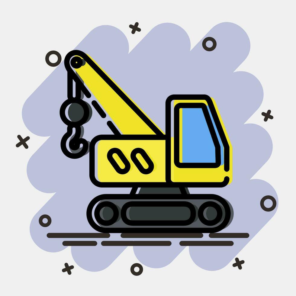 Icon hoisting crane. Heavy equipment elements. Icons in comic style. Good for prints, posters, logo, infographics, etc. vector