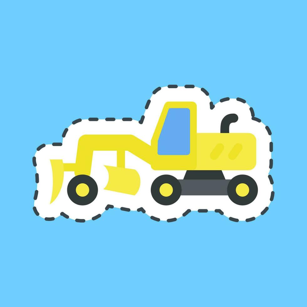 Cutting line sticker road grader. Heavy equipment elements. Good for prints, posters, logo, infographics, etc. vector