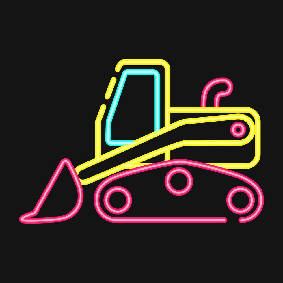 Icon skid loader. Heavy equipment elements. Icons in neon style. Good for prints, posters, logo, infographics, etc. vector