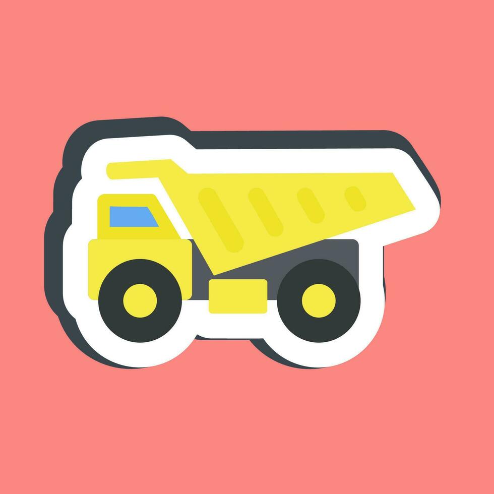 Sticker dump truck. Heavy equipment elements. Good for prints, posters, logo, infographics, etc. vector