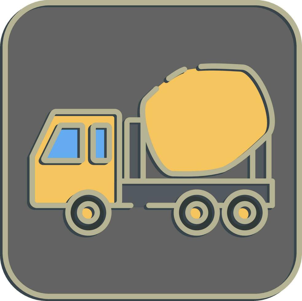 Icon concrete mixer truck. Heavy equipment elements. Icons in embossed style. Good for prints, posters, logo, infographics, etc. vector