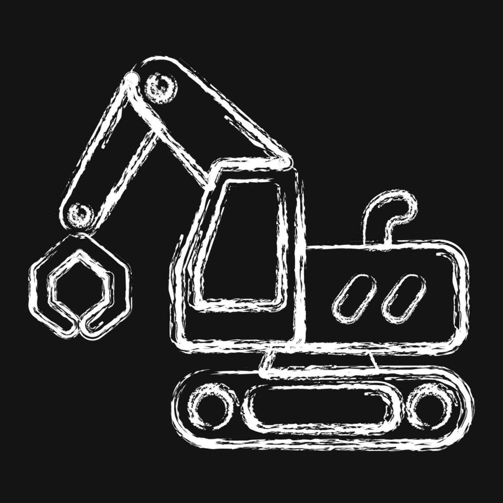 Icon tracked log loader excavator. Heavy equipment elements. Icons in chalk style. Good for prints, posters, logo, infographics, etc. vector