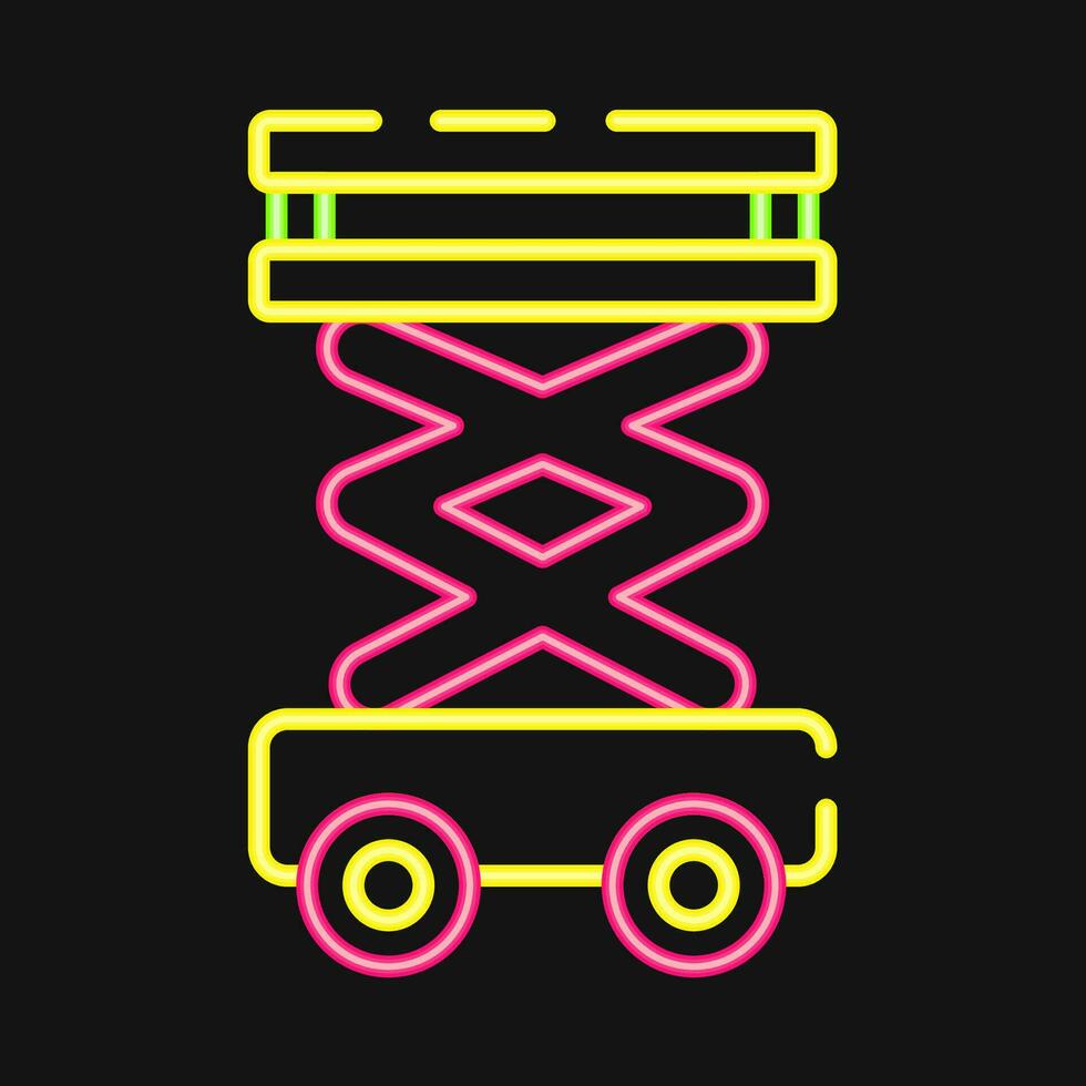 Icon scissor lift. Heavy equipment elements. Icons in neon style. Good for prints, posters, logo, infographics, etc. vector