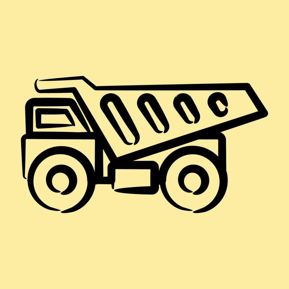 Icon dump truck. Heavy equipment elements. Icons in hand drawn style. Good for prints, posters, logo, infographics, etc. vector