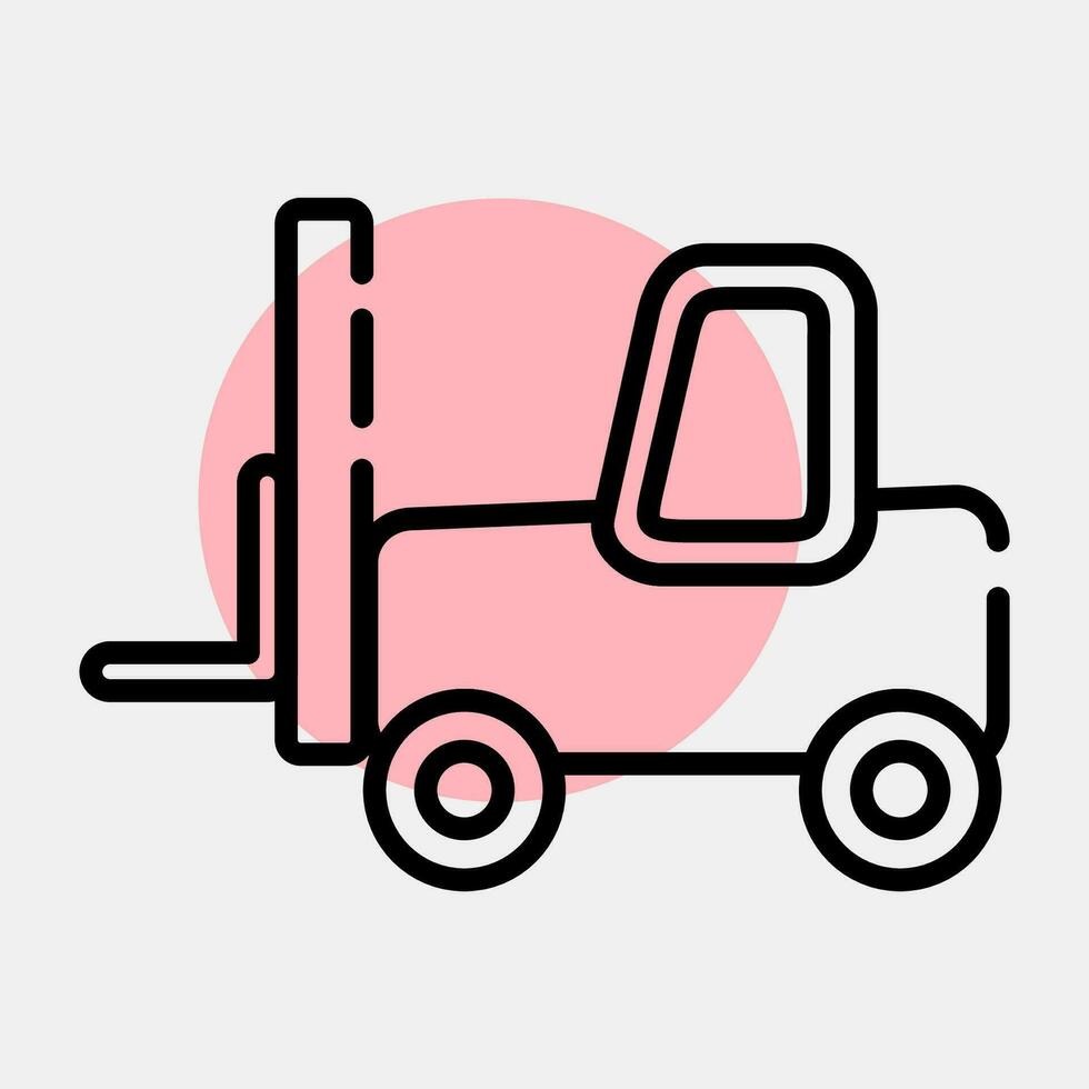 Icon forklift. Heavy equipment elements. Icons in color spot style. Good for prints, posters, logo, infographics, etc. vector