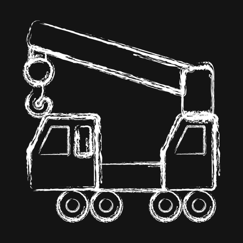 Icon wheeled crane. Heavy equipment elements. Icons in chalk style. Good for prints, posters, logo, infographics, etc. vector
