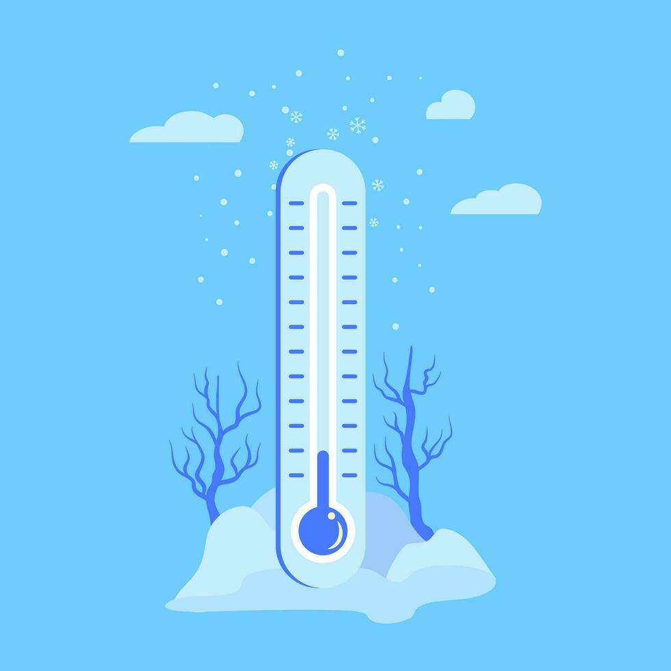 dibujos animados color meteorología termómetro frío temperatura signo. vector