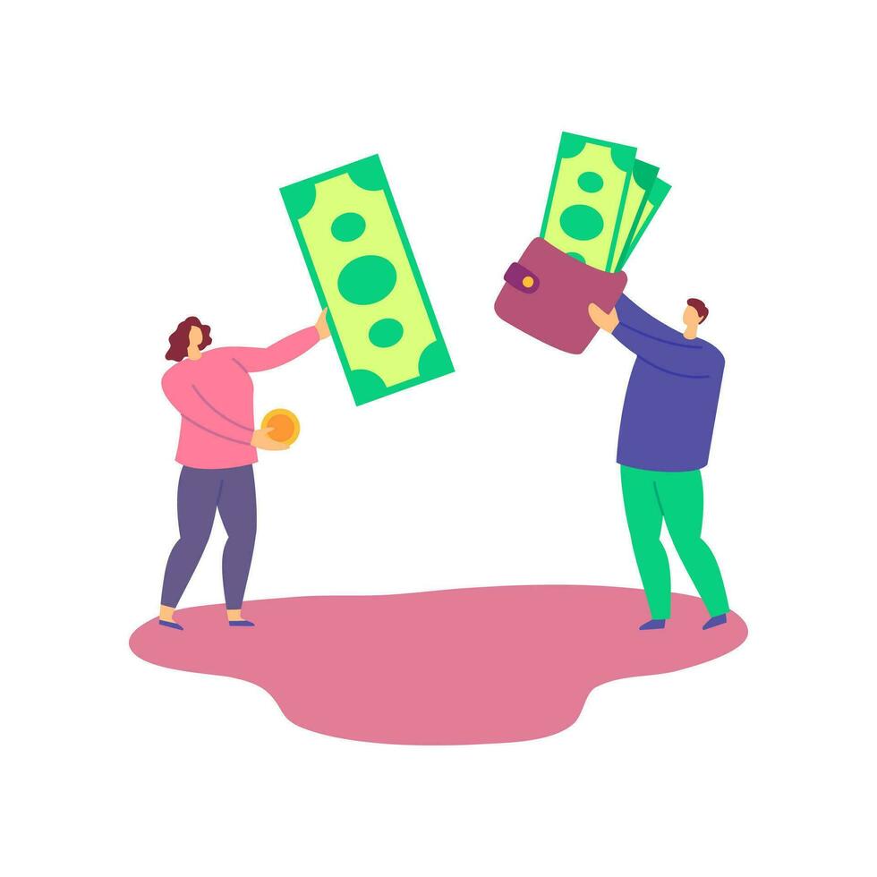 dibujos animados color caracteres personas con dólar dinero. vector
