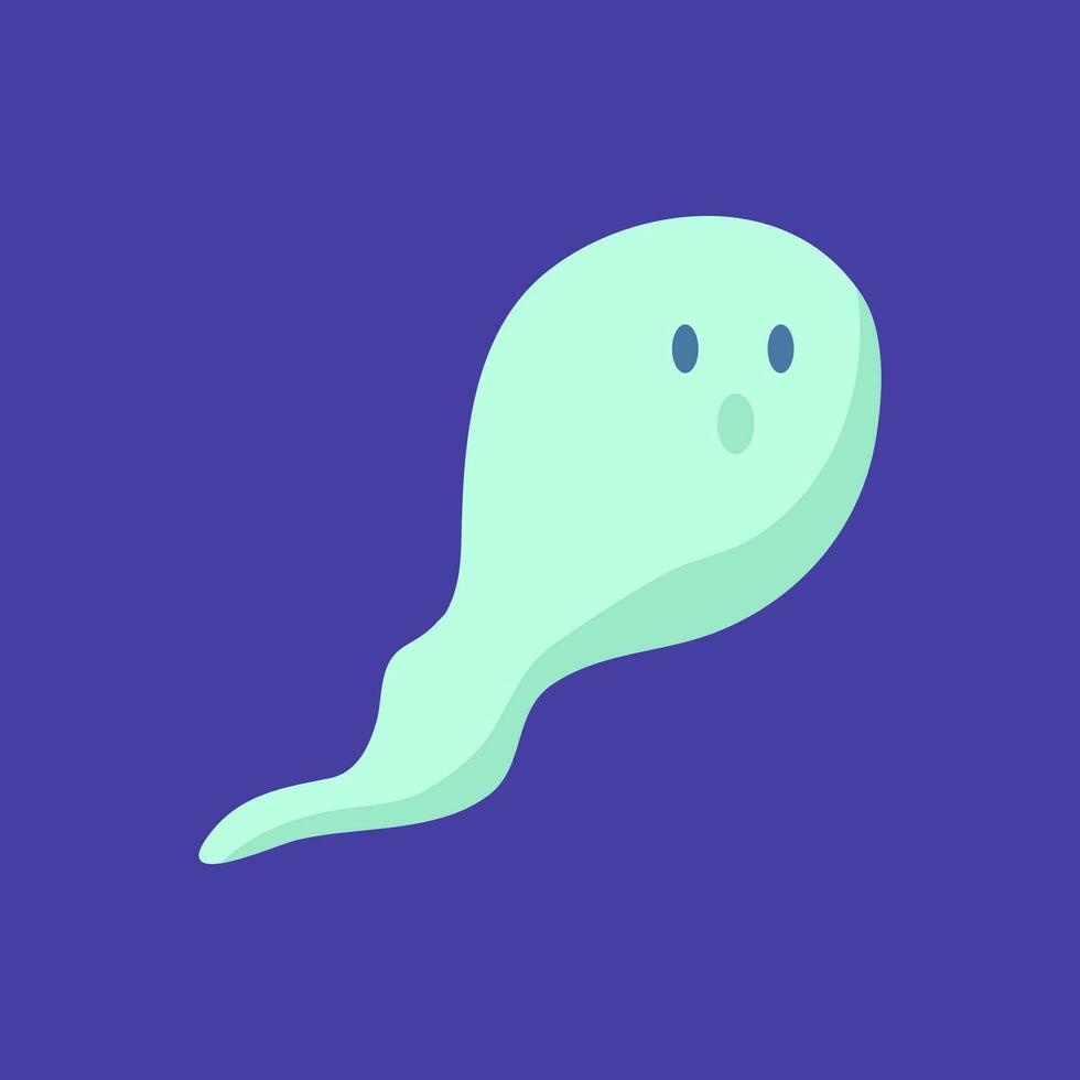 Cartoon Color Character Funny Frightened Ghost Halloween Concept. Vector