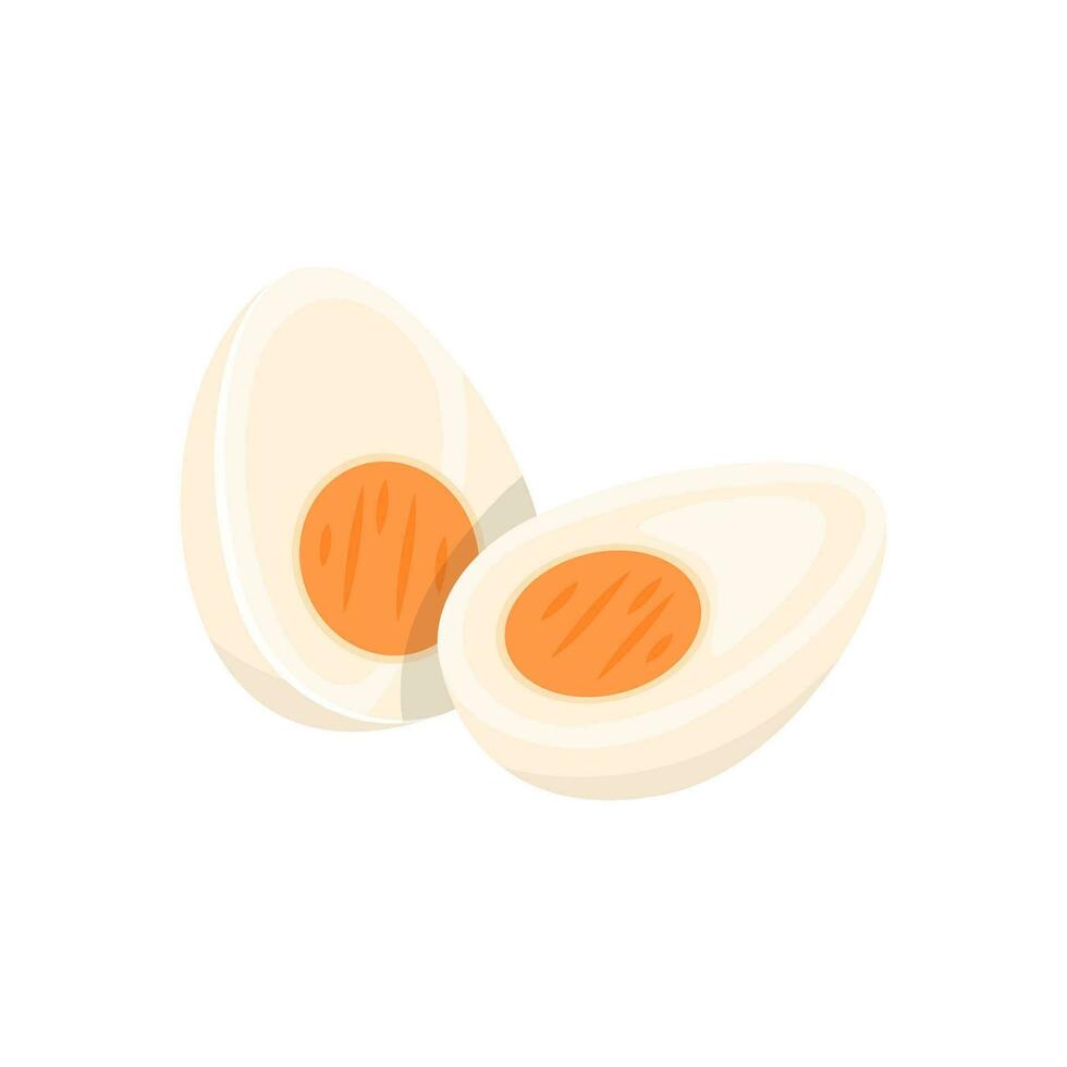 Cartoon Color Sliced Hard Boiled Eggs Icon. Vector