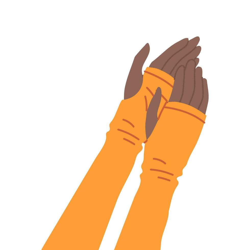 Cartoon Color Clapping Human Hands in Mittens Icon. Vector