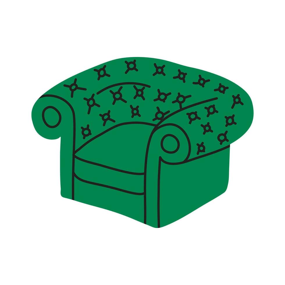 Cartoon Green Armchair Icon. Vector