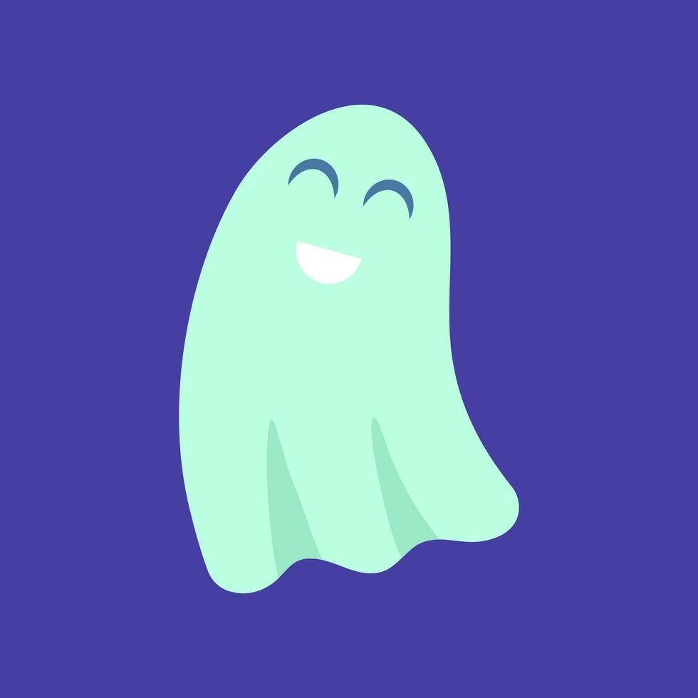 Cartoon Color Character Funny Smiling Ghost Halloween Concept. Vector