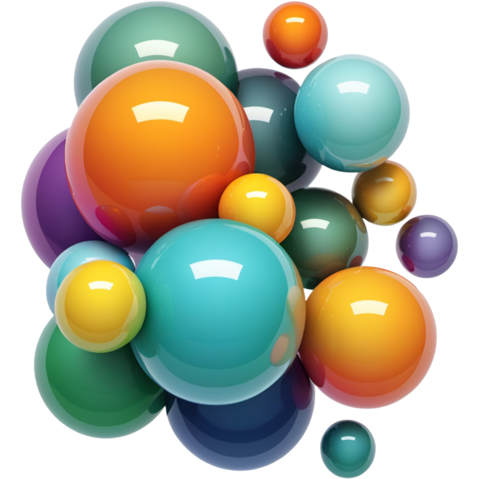 Colorful glossy balls. AI Generative png
