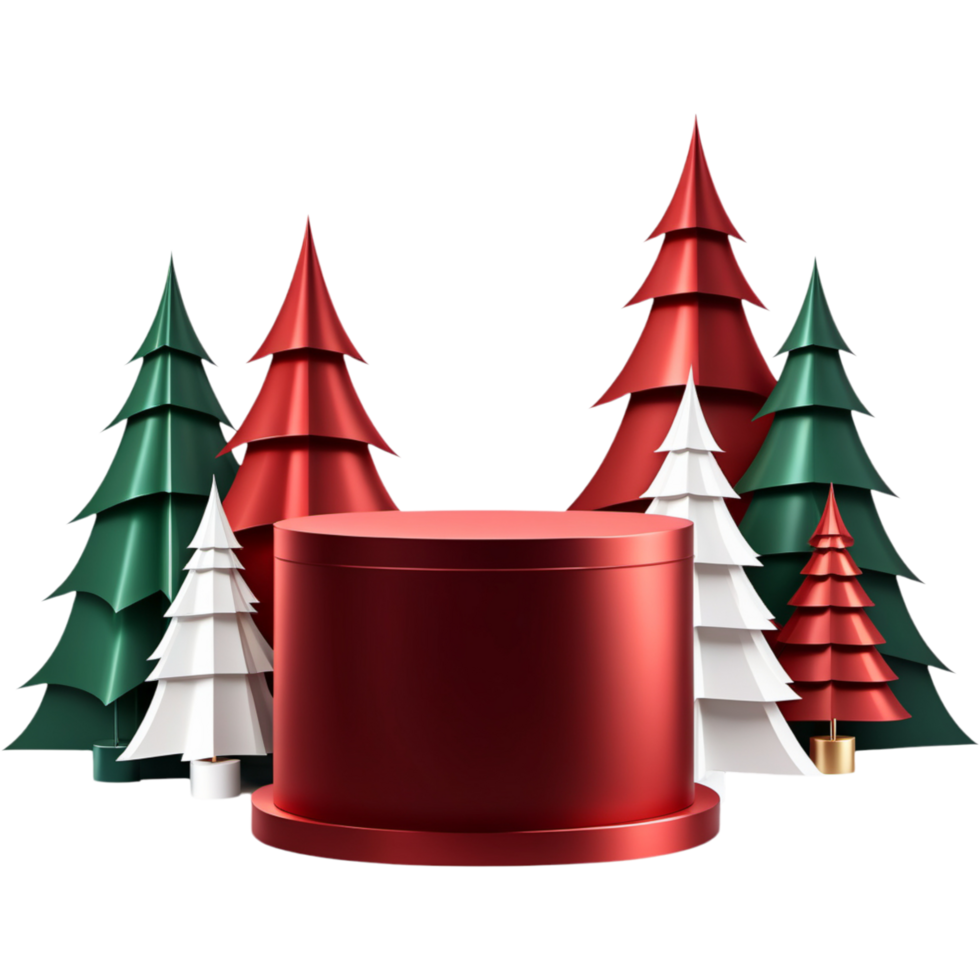 Christmas trees podium. AI Generative png