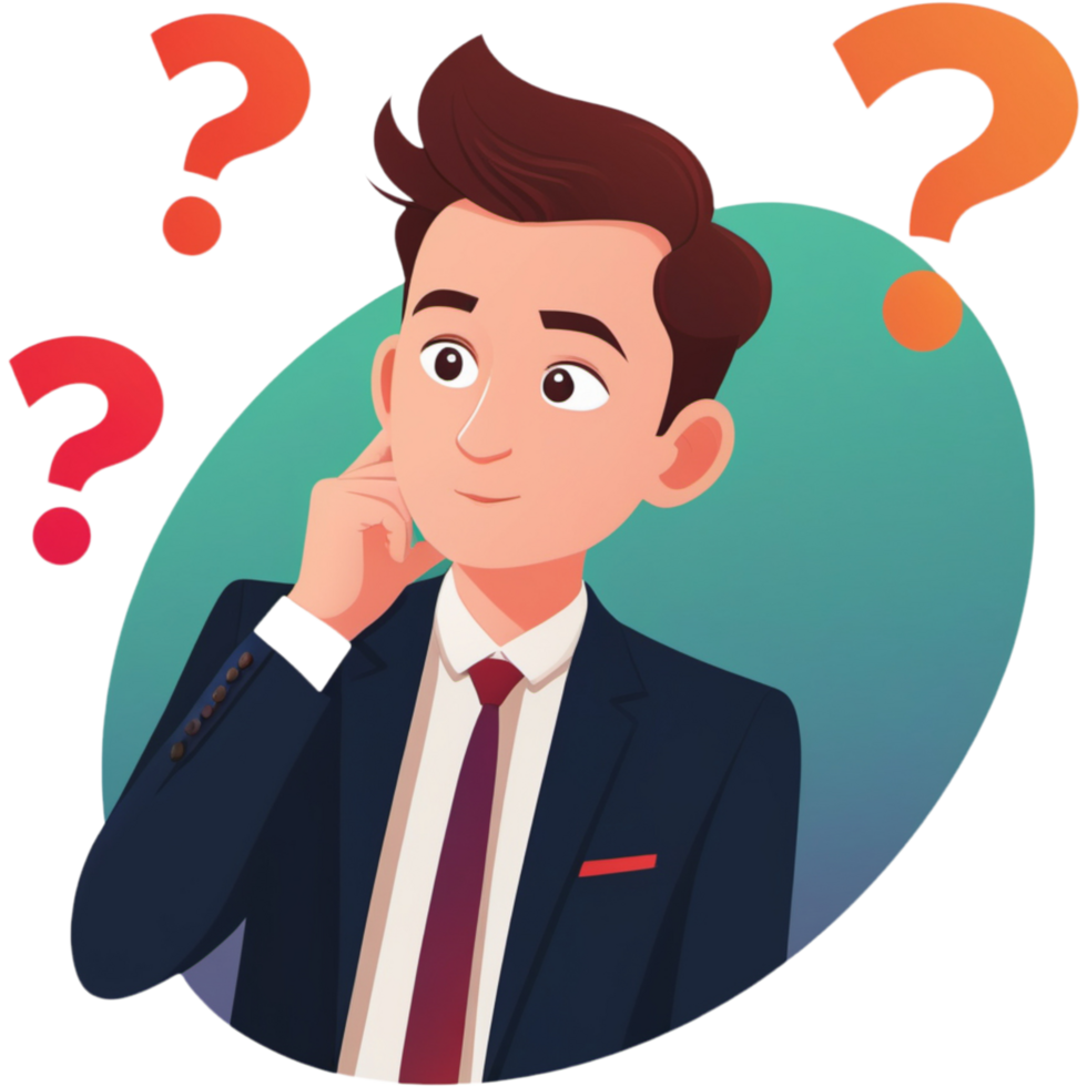 Businessman cartoon confusing. AI Generative png