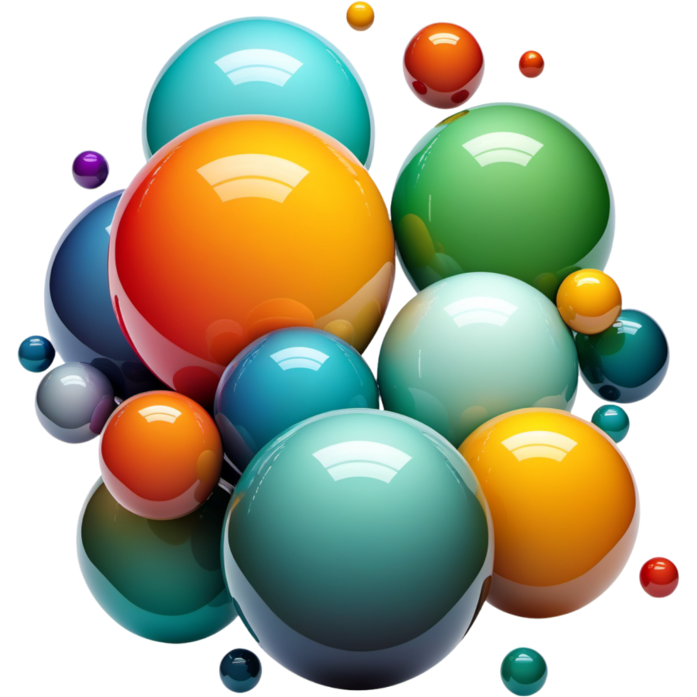 Colorful glossy balls. AI Generative png