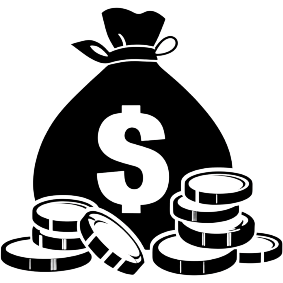 Hand drawn Money bag with coins. AI Generative png