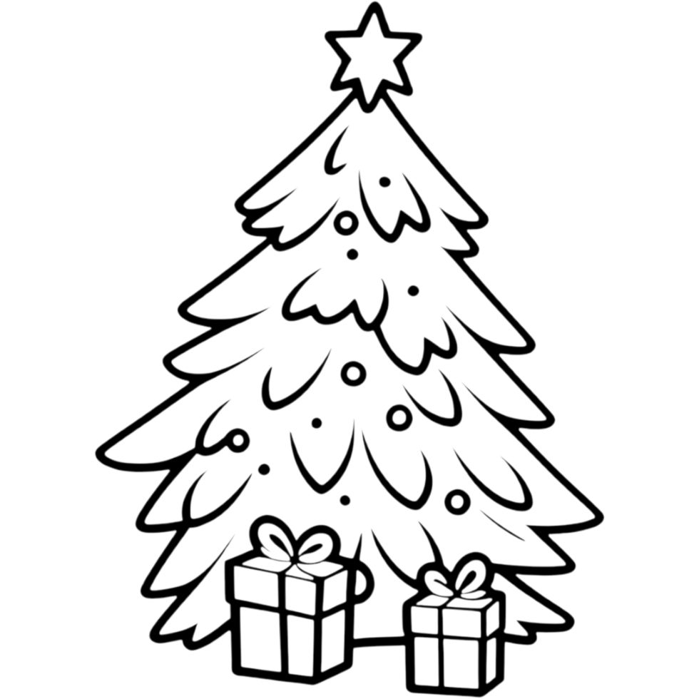 Hand drawn Christmas tree. AI Generative png
