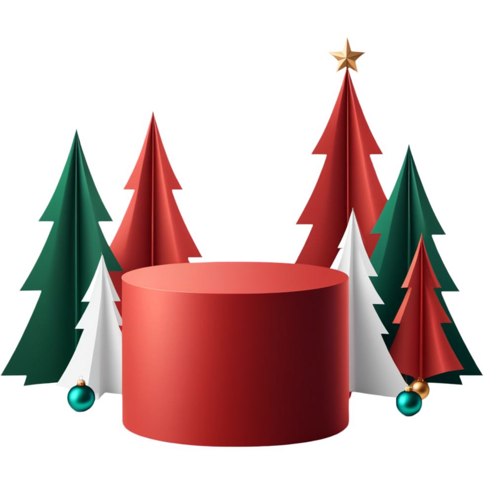 Christmas trees podium. AI Generative png