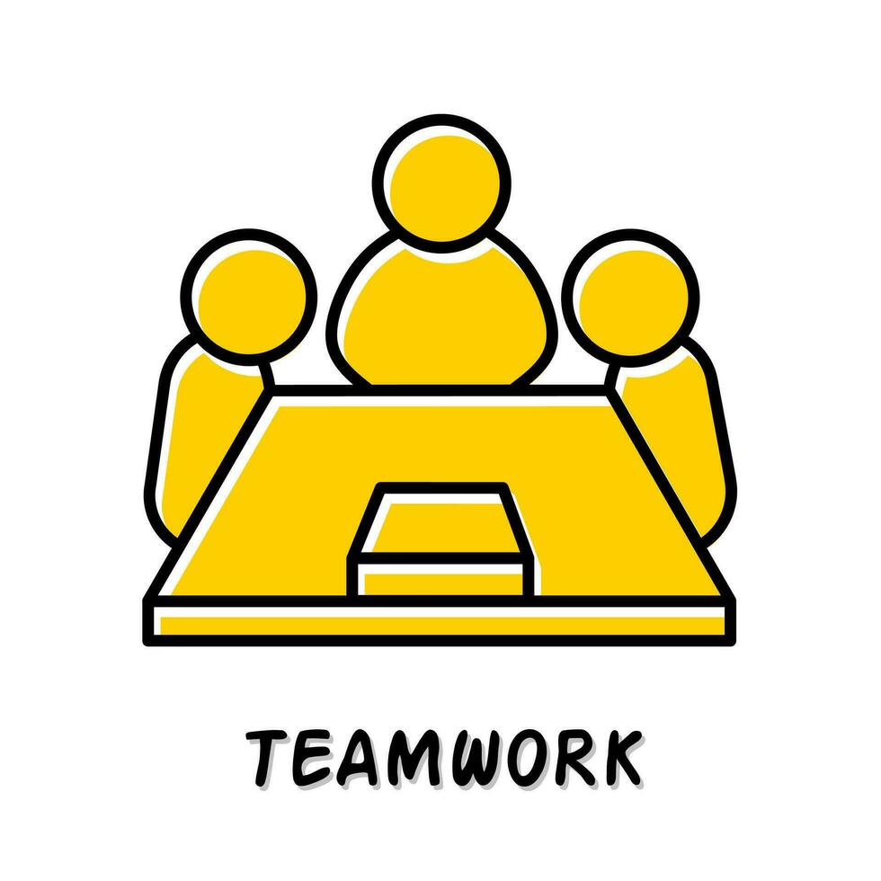 Teamwork icon illustration. Yellow color illustration design. vector