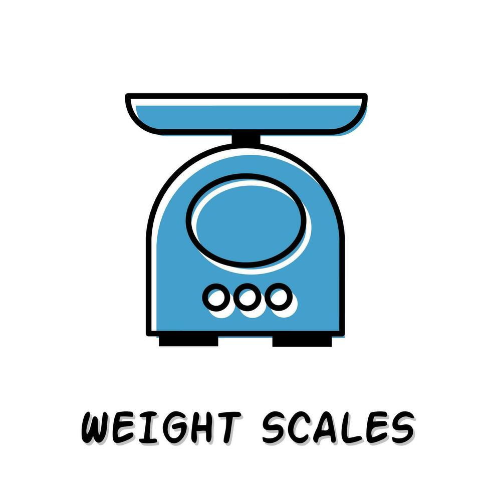 Weight scales icon illustration. Blue color illustration design. vector