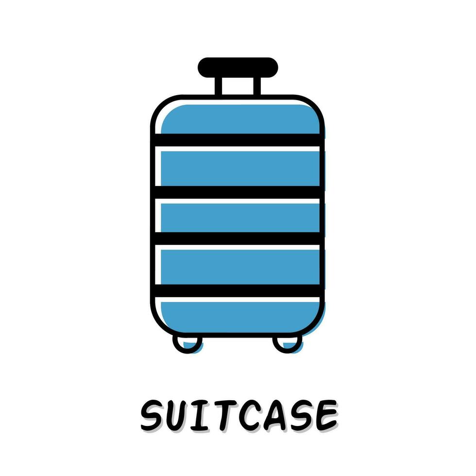 Suitcase icon illustration. Blue color illustration design. vector