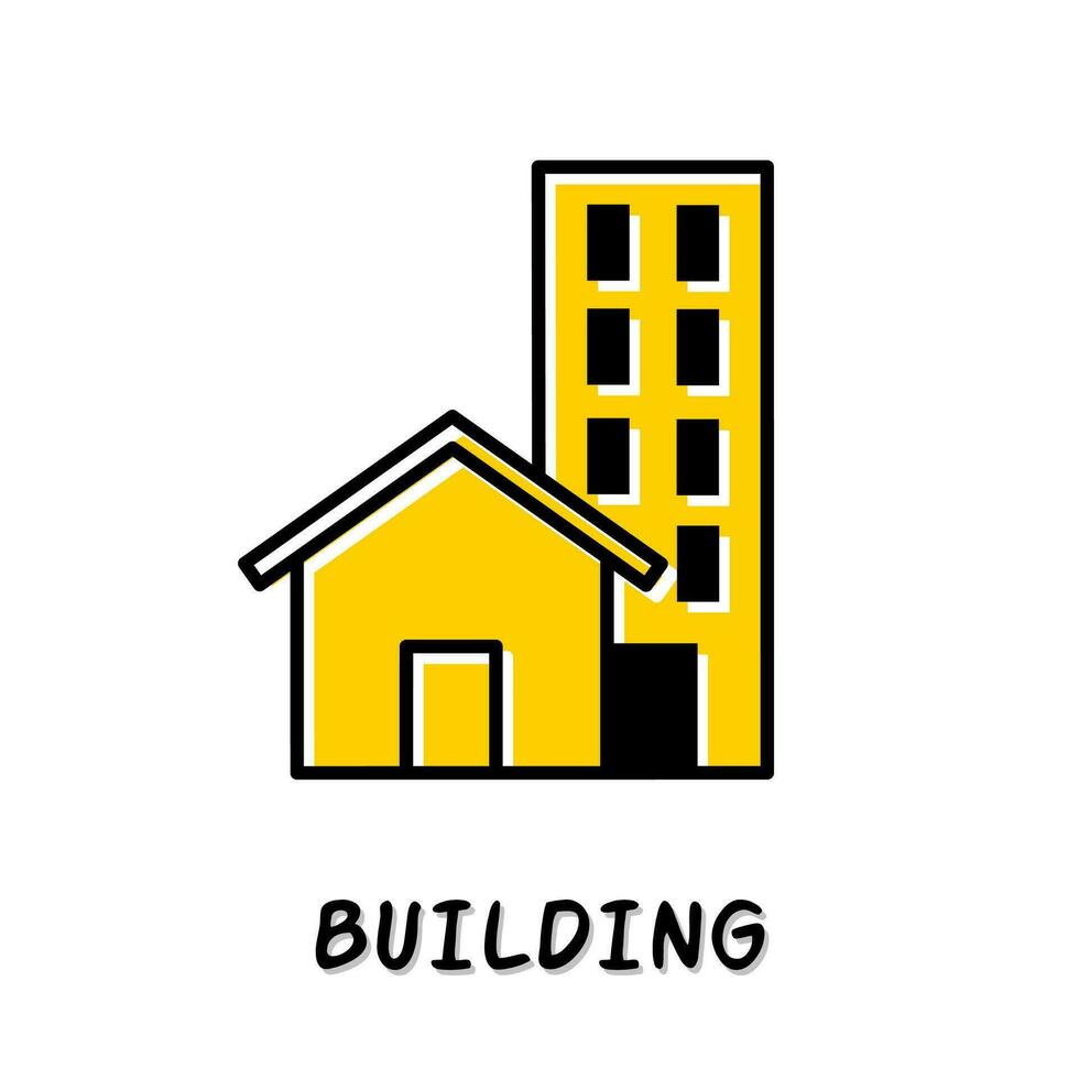 edificio icono ilustración. amarillo color ilustración diseño. vector