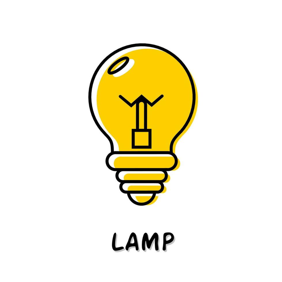 Lamp icon illustration. Yellow color illustration design. vector