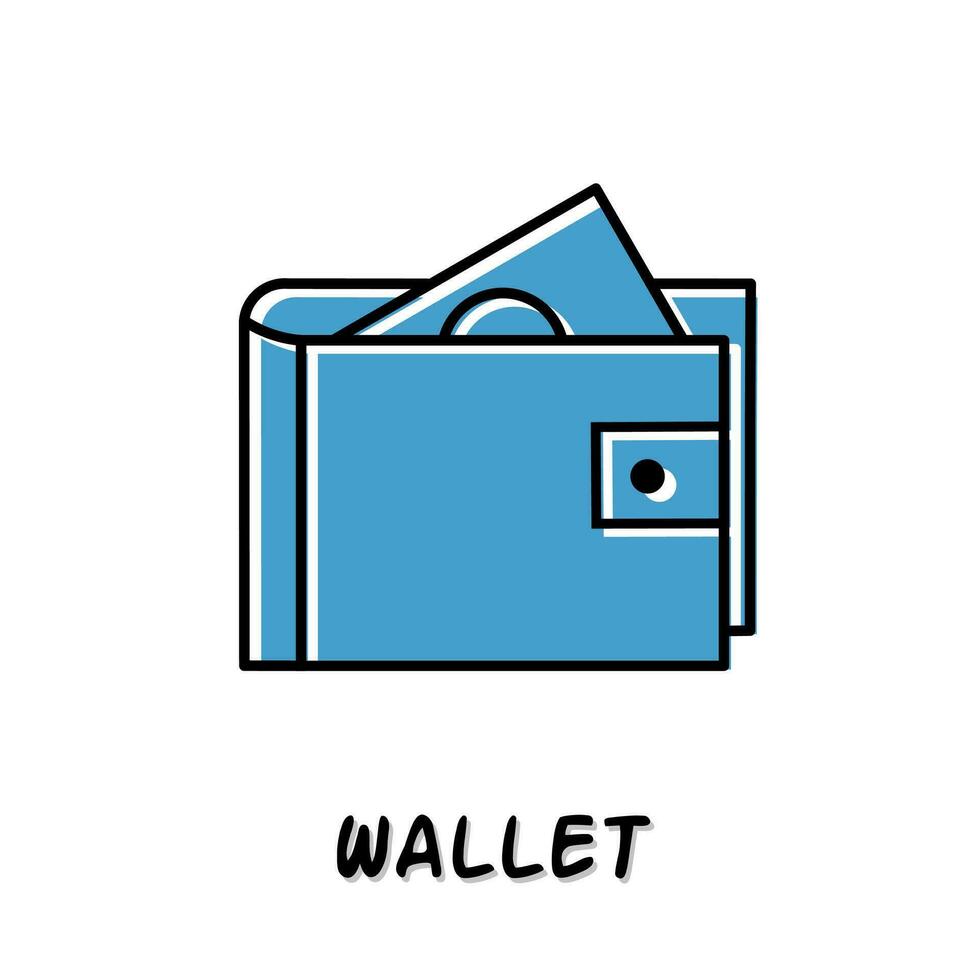 Wallet icon illustration. Blue color illustration design. vector