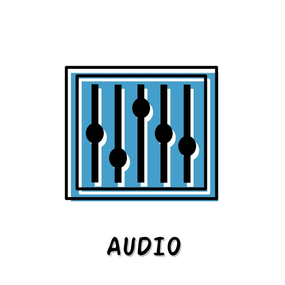 audio icono ilustración. azul color ilustración diseño. vector