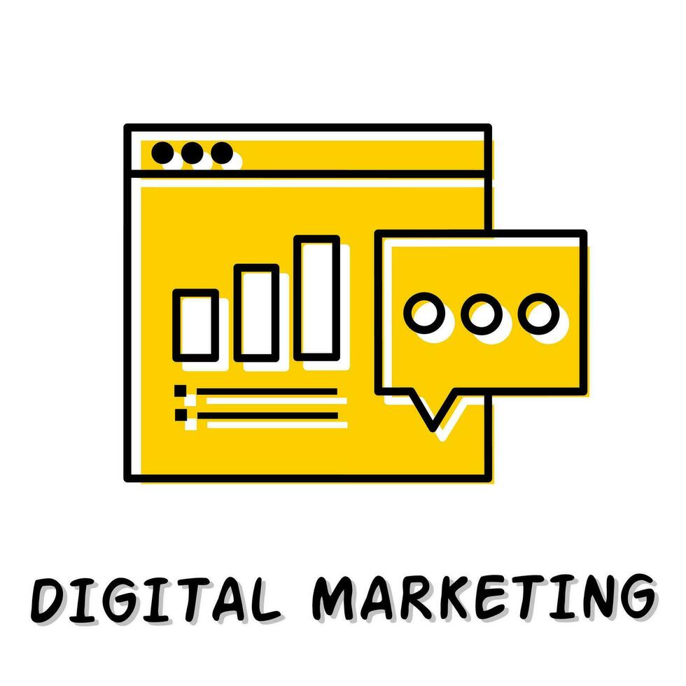 Digital marketing icon illustration. Yellow color illustration design. vector