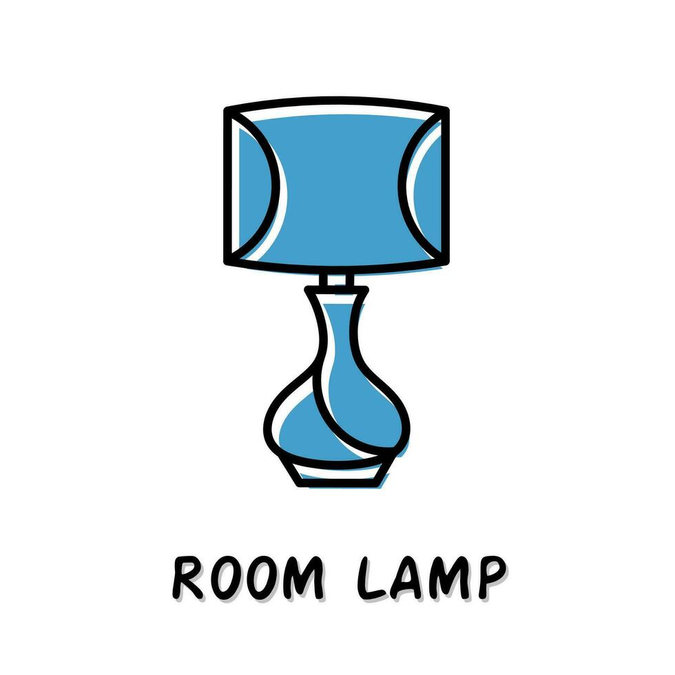 habitación lámpara icono ilustración. azul color ilustración diseño. vector