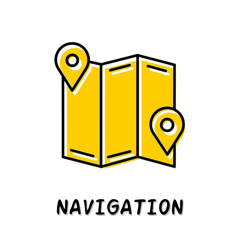 Navigation icon illustration. Yellow color illustration design. vector