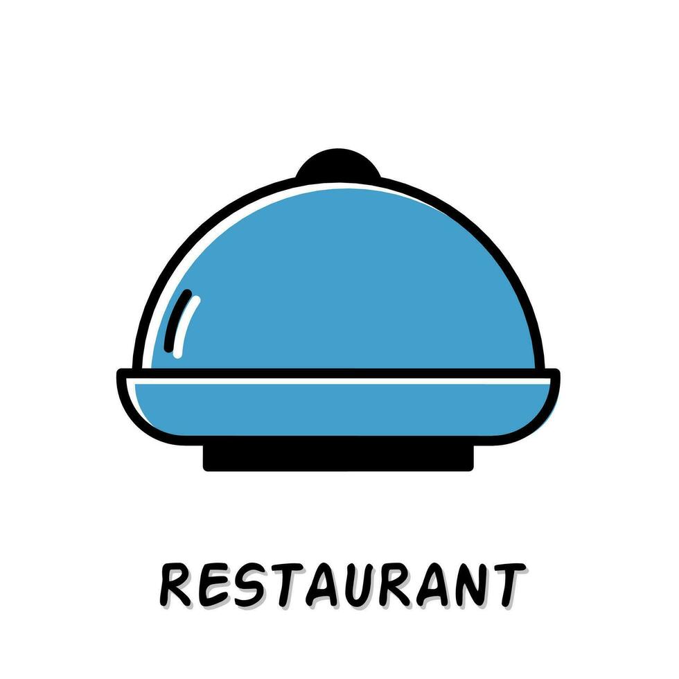 restaurante icono ilustración. azul color ilustración diseño. vector