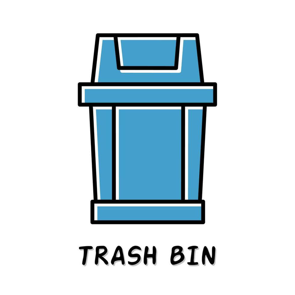 Trash bin icon illustration. Blue color illustration design. vector