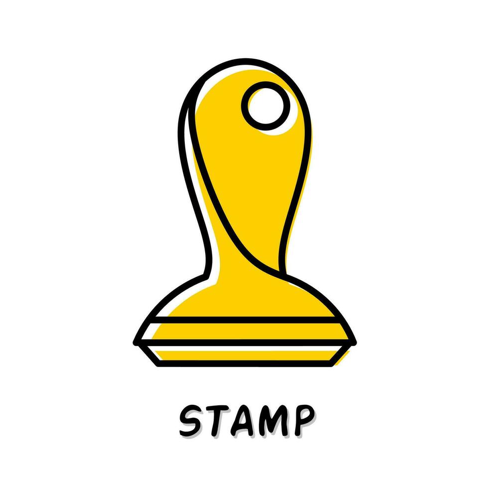 Stamp icon illustration. Yellow color illustration design. vector