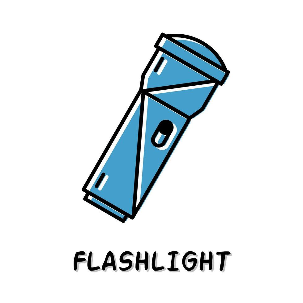 Flashlight icon illustration. Blue color illustration design. vector